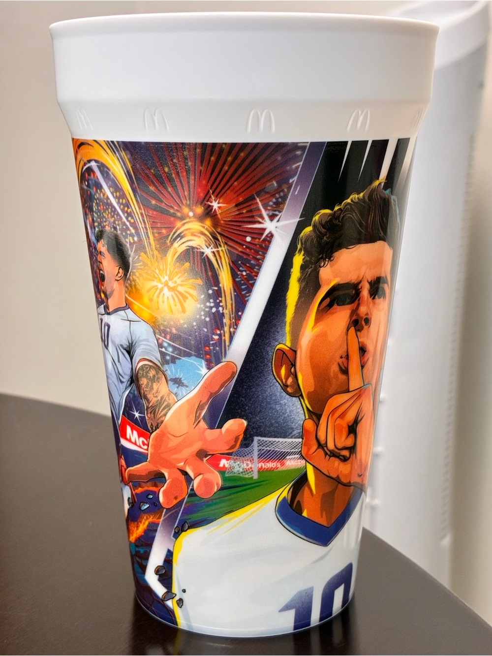 McDonald's White Cup with Colorful Soccer Graphic, Christian Pulisic, #10